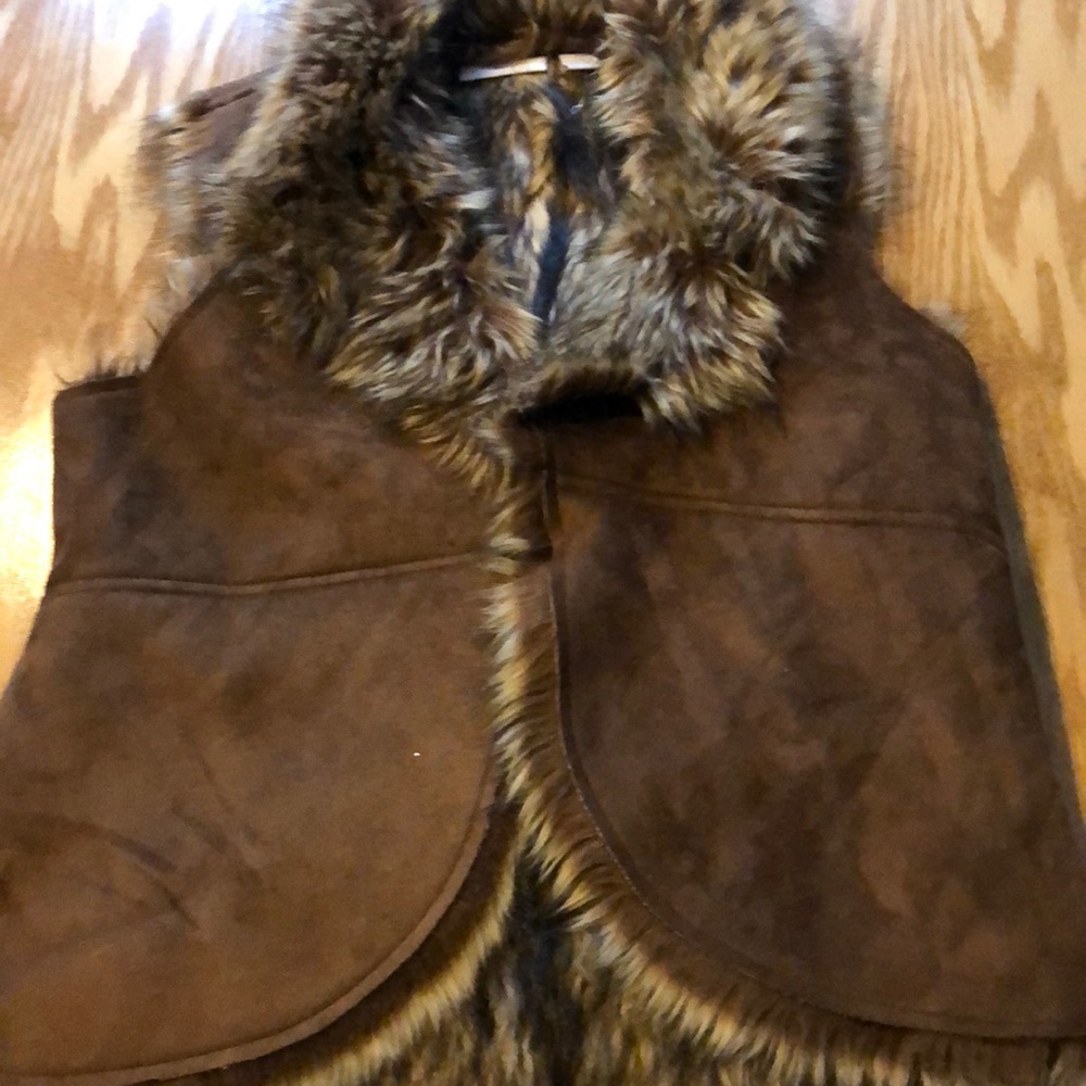 CHICO’S faux suede/faux fur vest
